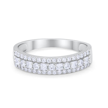 Art Deco Eternity Engagement Ring Simulated CZ 925 Sterling Silver